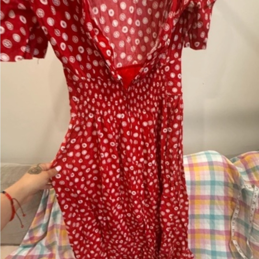 karin stevens Red Dress with White Medallion Print - Picture 3 of 5